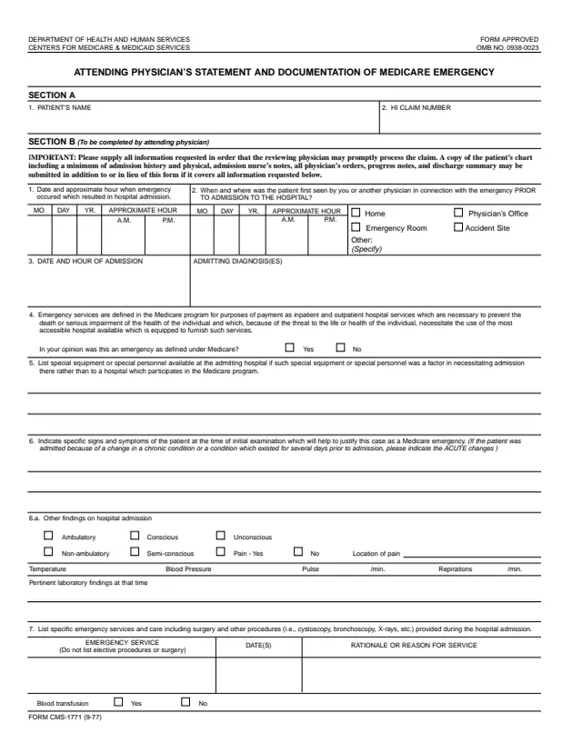 Page 1 of form CMS-1771