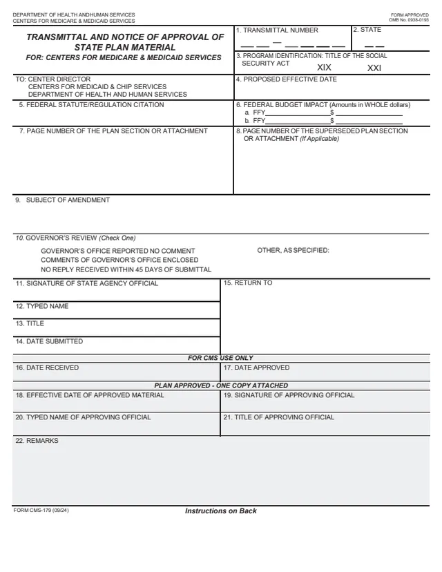 Page 1 of form CMS-179