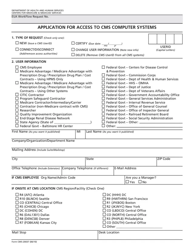 Page 1 of form CMS-20037