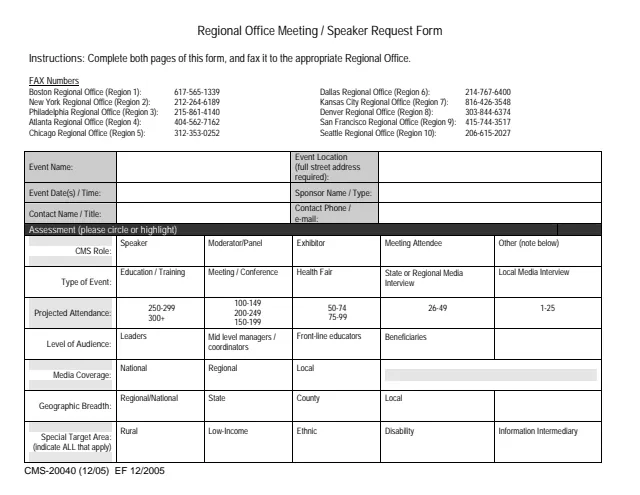 Page 1 of form CMS-20040
