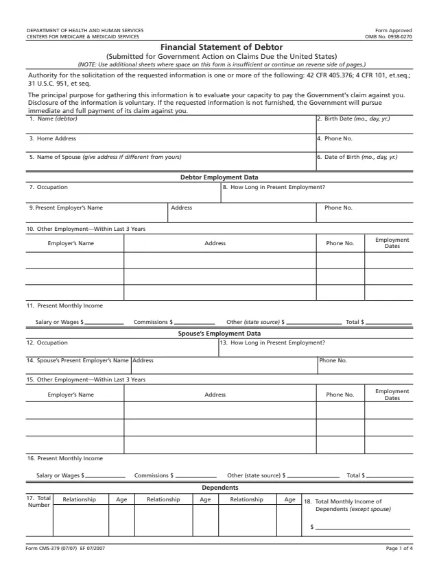 Page 1 of form CMS-379
