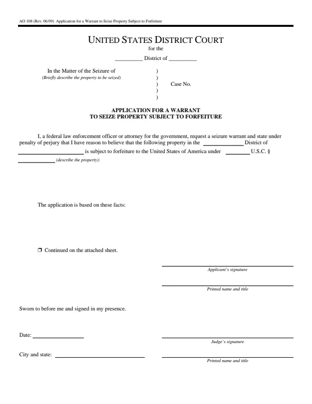 Page 1 of form AO 108