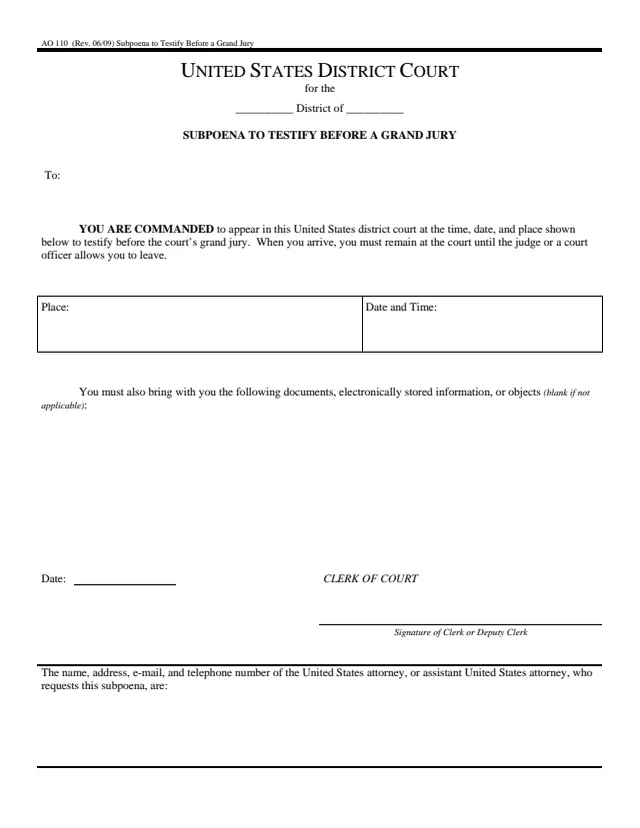 Page 1 of form AO 110