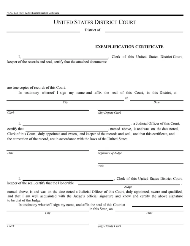 Page 1 of form AO 132