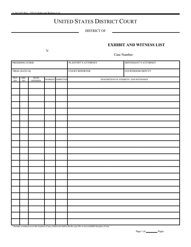 Page 1 of form AO 187
