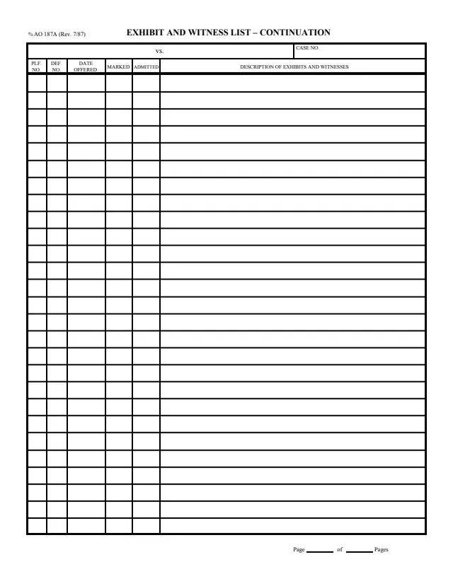 Page 1 of form AO 187A