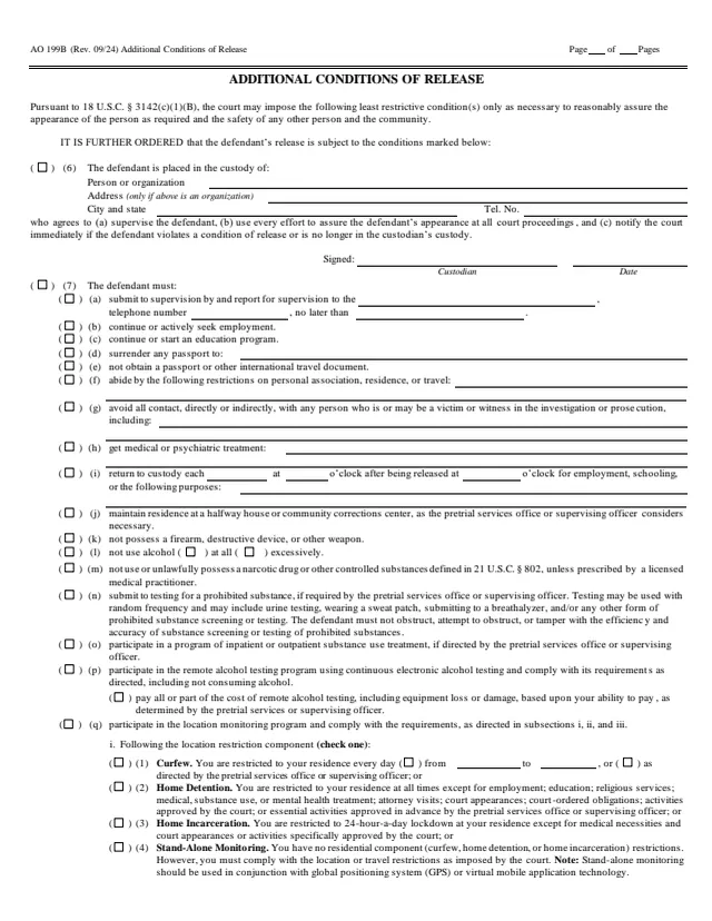 Page 1 of form AO 199B