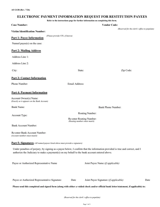 Page 1 of form AO 213R