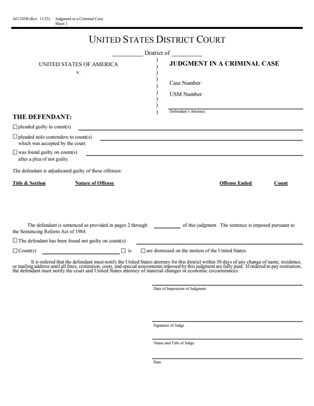 Page 1 of form AO 245B