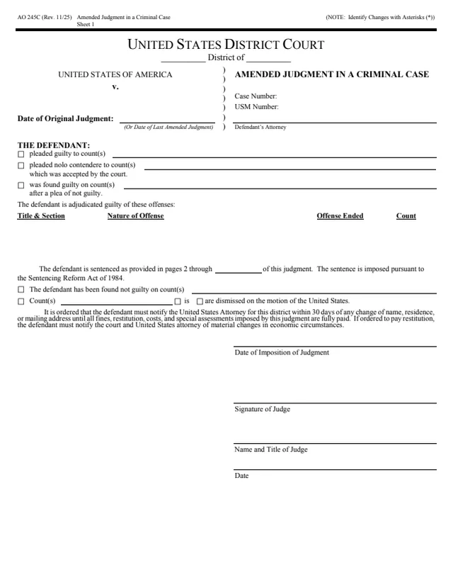 Page 1 of form AO 245C