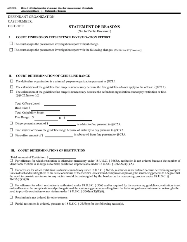 Page 1 of form AO 245E