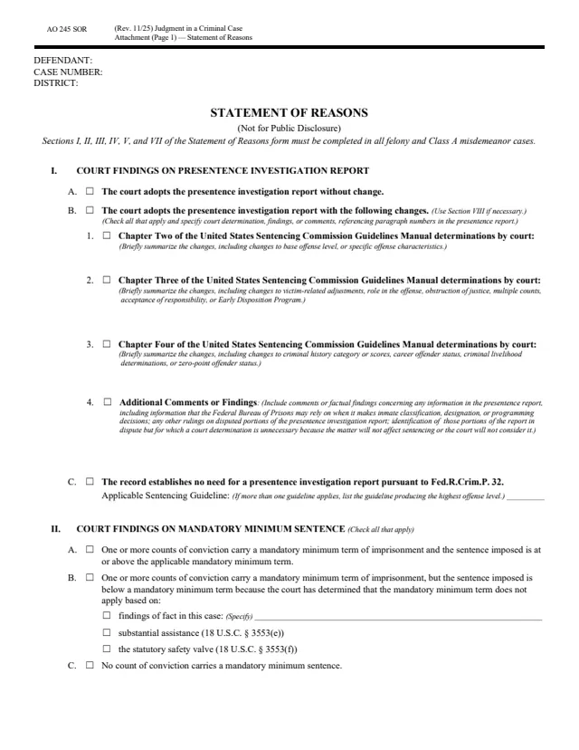 Page 1 of form AO 245SOR