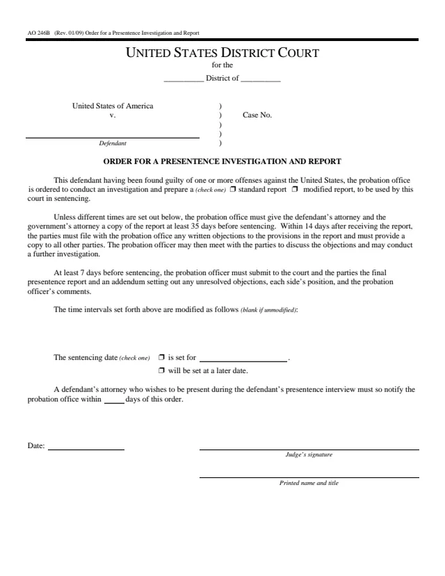 Page 1 of form AO 246B