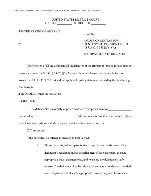 Page 1 of form AO 248
