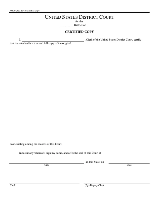 Page 1 of form AO 30