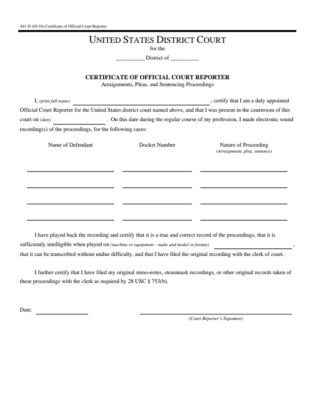 Page 1 of form AO 35
