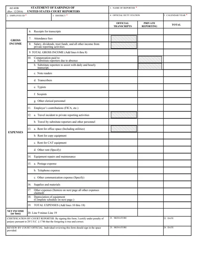 Page 1 of form AO 40B