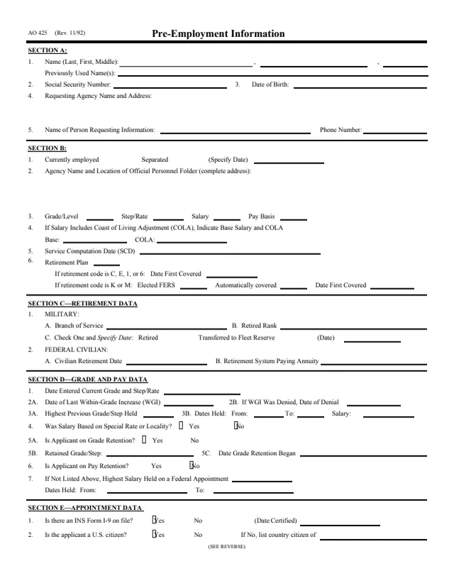 Page 1 of form AO 425