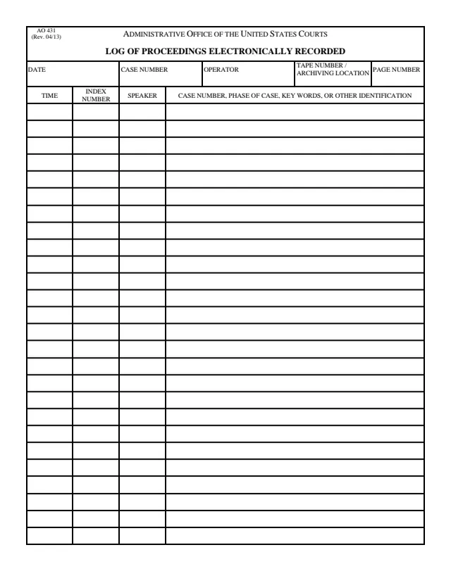 Page 1 of form AO 431