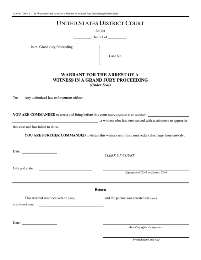 Page 1 of form AO 444