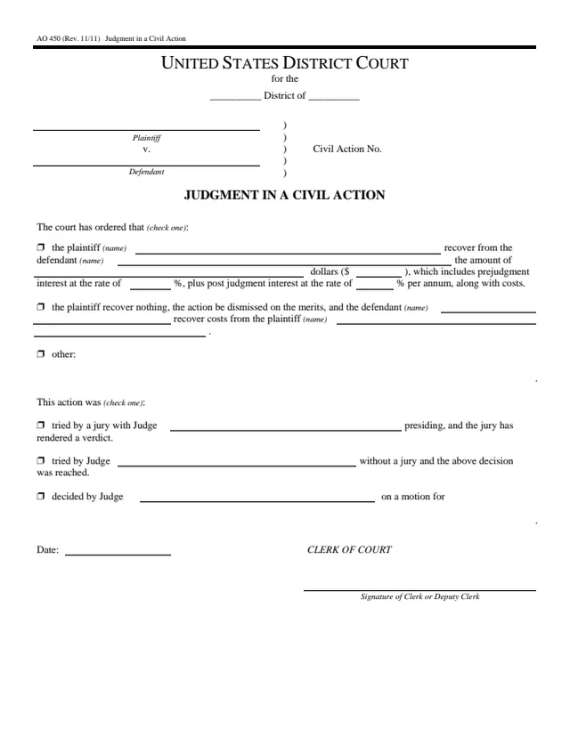 Page 1 of form AO 450