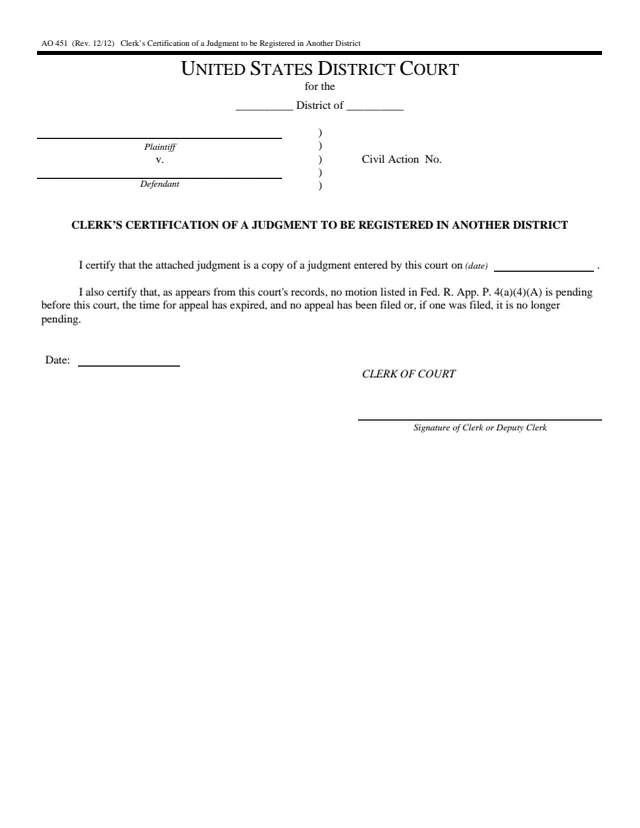 Page 1 of form AO 451