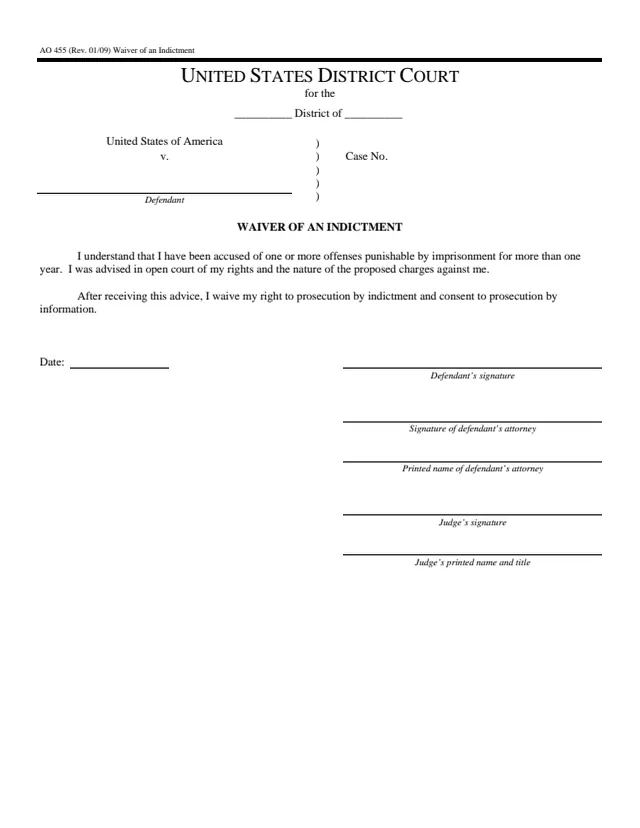 Page 1 of form AO 455