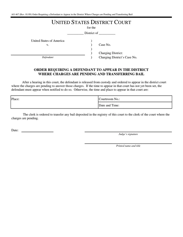 Page 1 of form AO 467