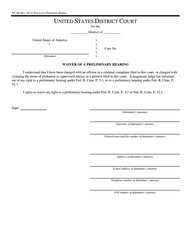 Page 1 of form AO 468