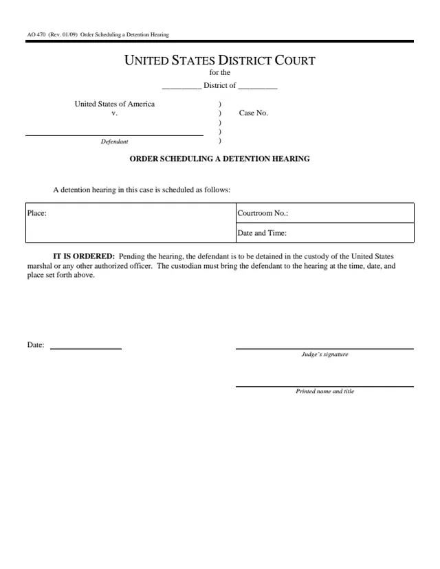 Page 1 of form AO 470