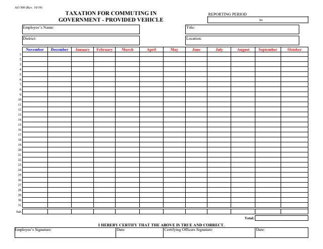 Page 1 of form AO 500