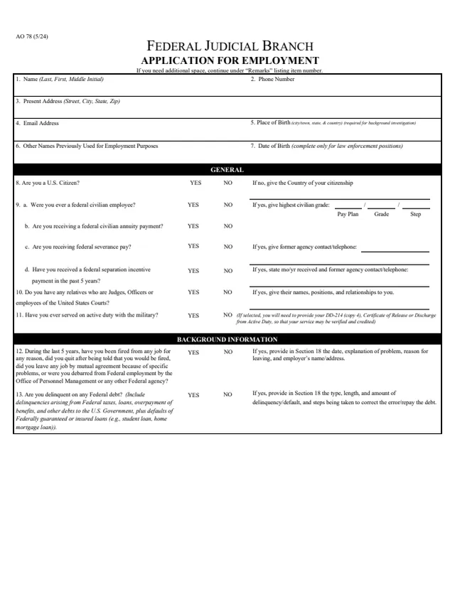 Page 1 of form AO 78