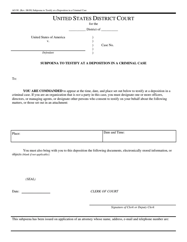 Page 1 of form AO 90