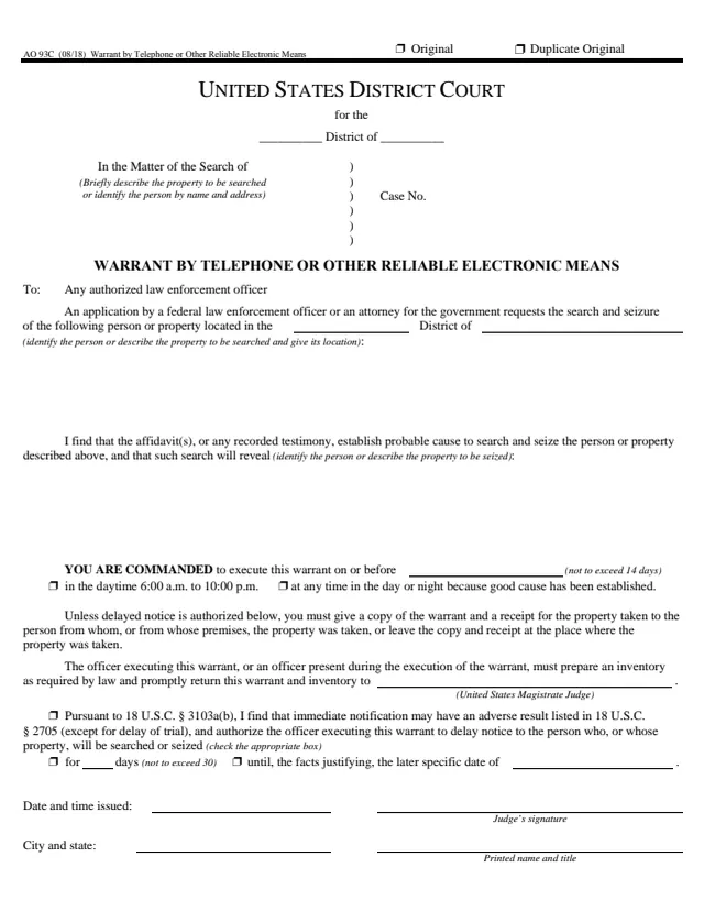 Page 1 of form AO 93C