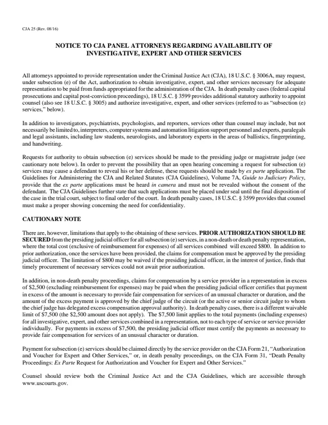 Page 1 of form CJA 25