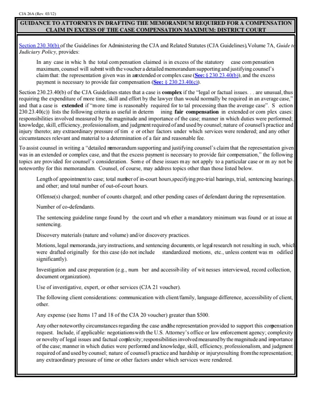 Page 1 of form CJA 26A