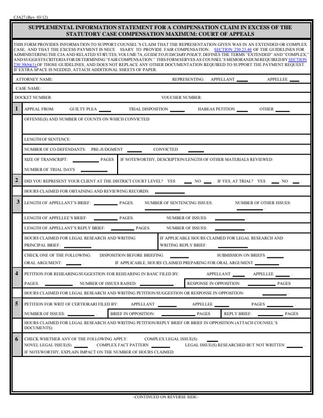 Page 1 of form CJA 27