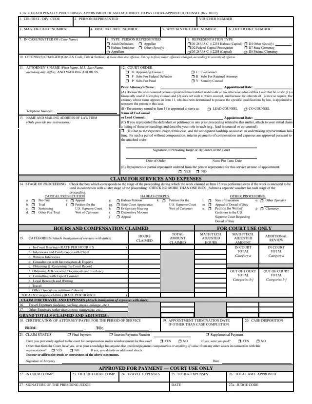 Page 1 of form CJA 30