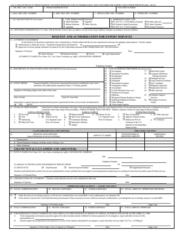 Page 1 of form CJA 31