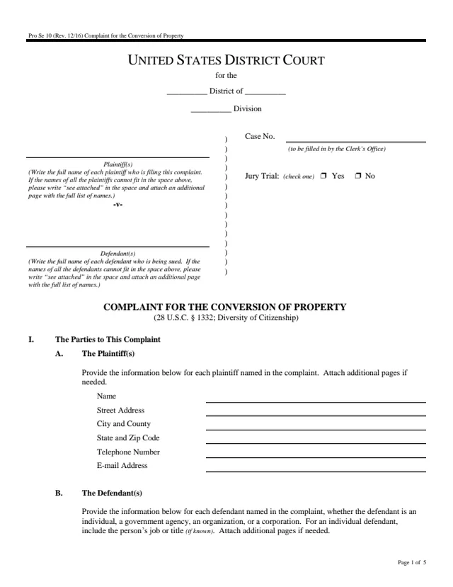 Page 1 of form Pro Se 10