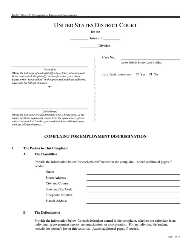 Page 1 of form Pro Se 7