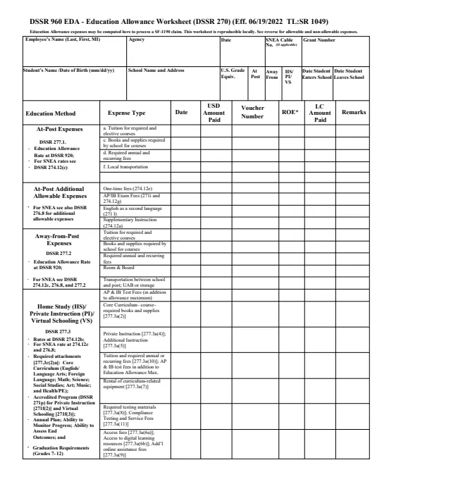 Page 1 of form DSSR960EDA