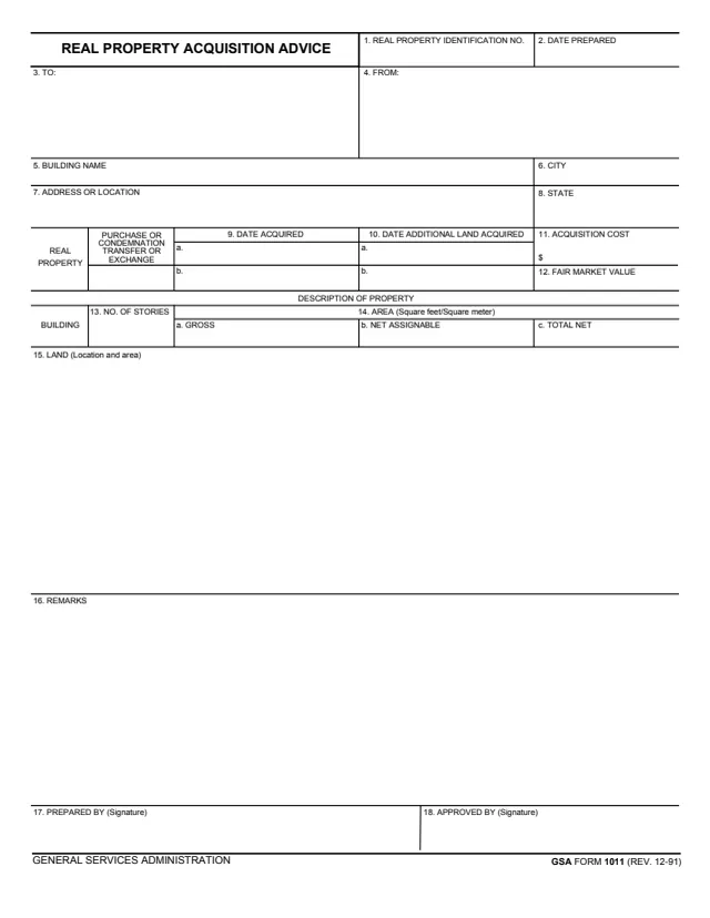 Page 1 of form GSA1011