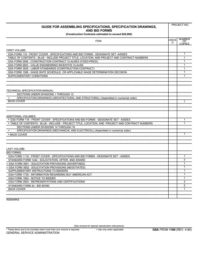 Page 1 of form GSA1160