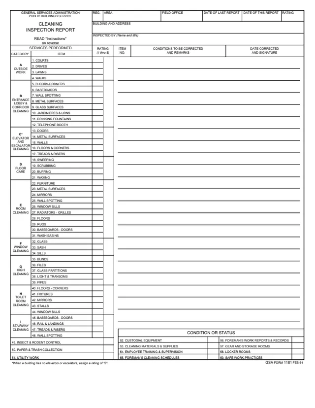 Page 1 of form GSA1181
