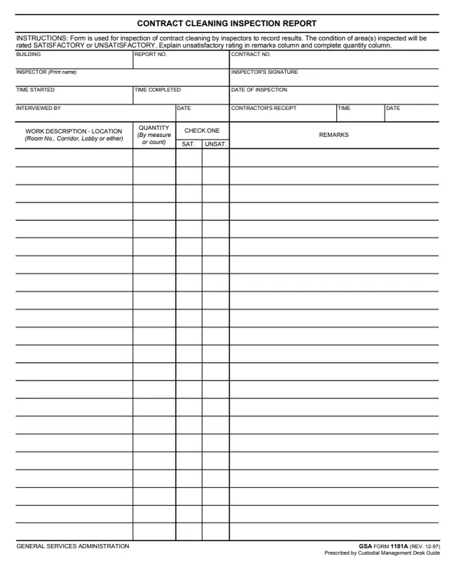 Page 1 of form GSA1181A