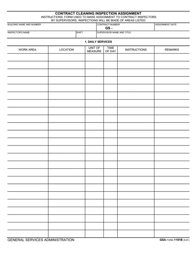 Page 1 of form GSA1181B
