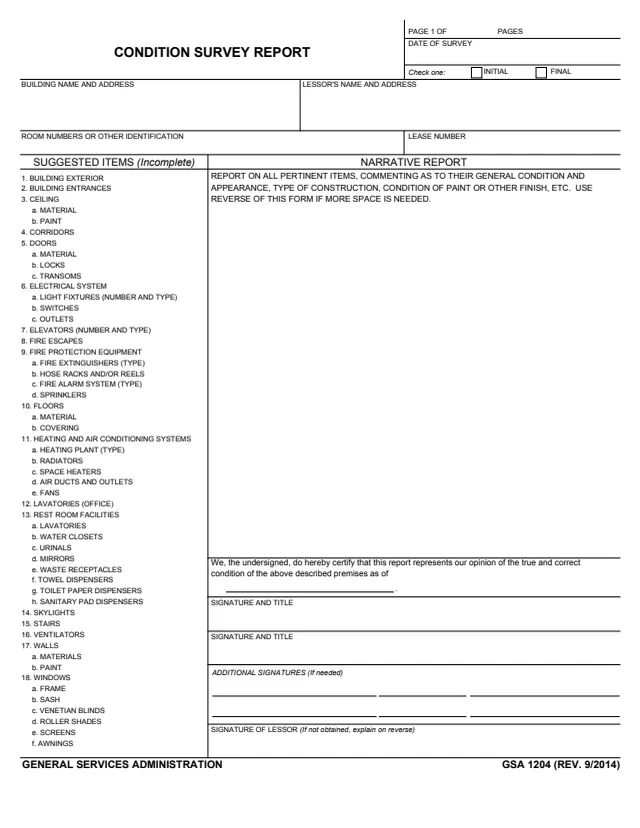 Page 1 of form GSA1204
