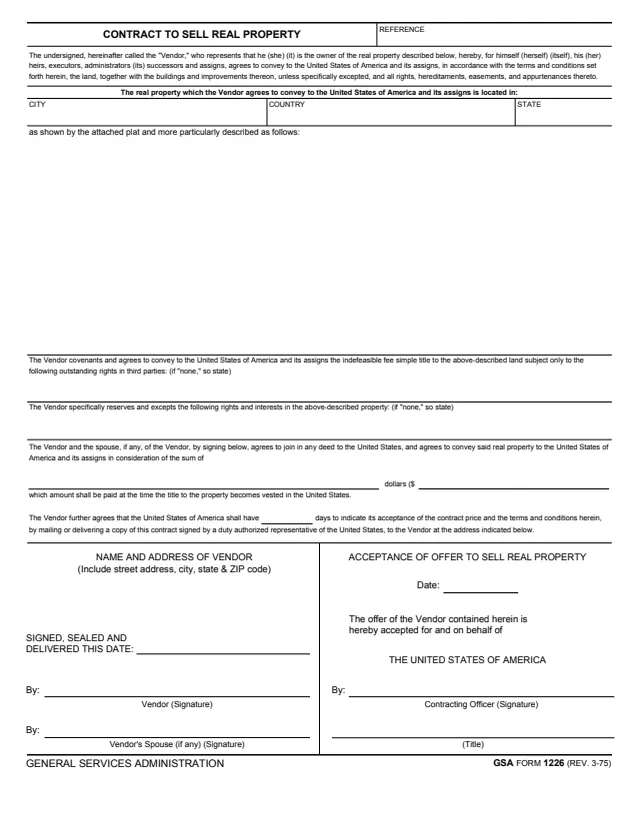 Page 1 of form GSA1226