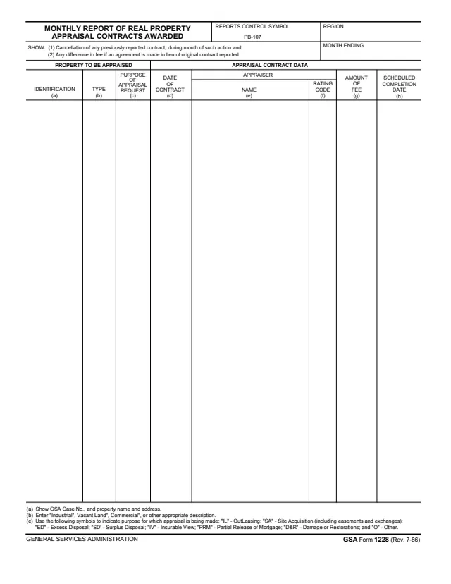 Page 1 of form GSA1228